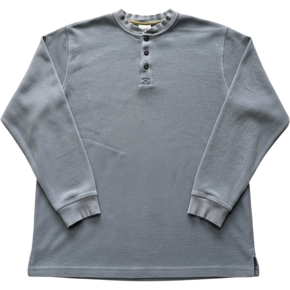 Vintage‎ LL Bean Mens Heavyweight Thermal Henley Shirt Blue XL Tall Waffle Knit